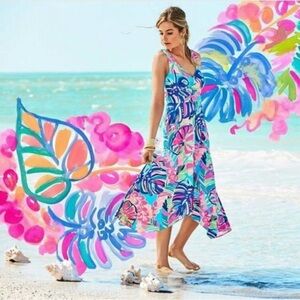 Lilly Pulitzer Sloane Midi Asymmetrical Dress‎